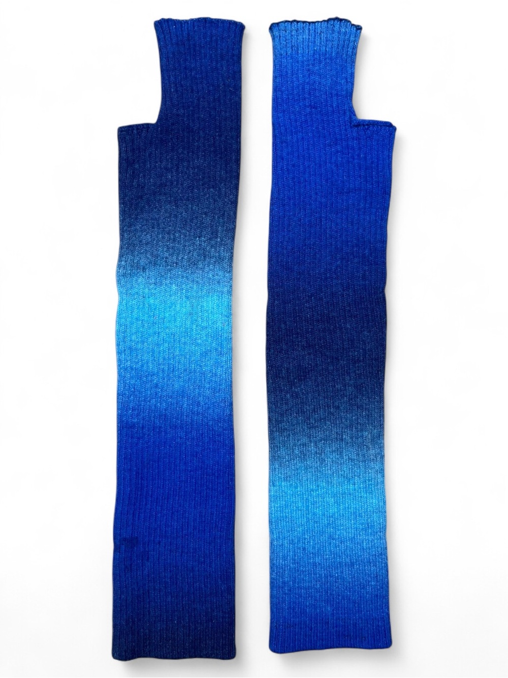 Fingerless Arm Warmers | Cashmere Wool Blend | Cobalt Indigo Ombré Gradient NWOT